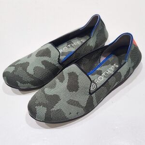 Rothy's The Loafer Olive Camo Green Flats Slip-On Knit Shoes Women's Size 7